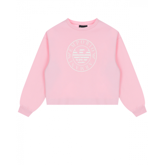 Розовый свитшот с белым лого Emporio Armani | Фото 1