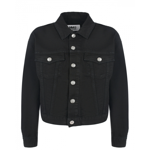 Черная джинсовая куртка с лого MM6 Maison Margiela | Фото 1