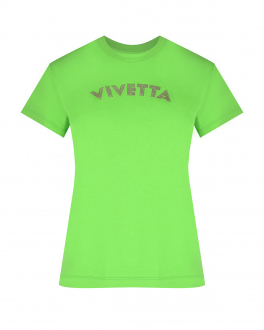 Зеленая футболка с лого из стразов Vivetta Зеленый, арт. V2MF051 6905 5289 | Фото 1