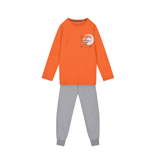 Пижама: толстовка и брюки, оранжевый/серый Sanetta | Фото 1