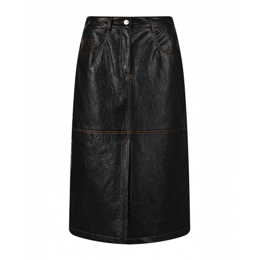 Черная юбка из эко-кожи MSGM | Фото 1