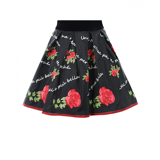 Черная юбка с цветочным принтом Monnalisa | Фото 1