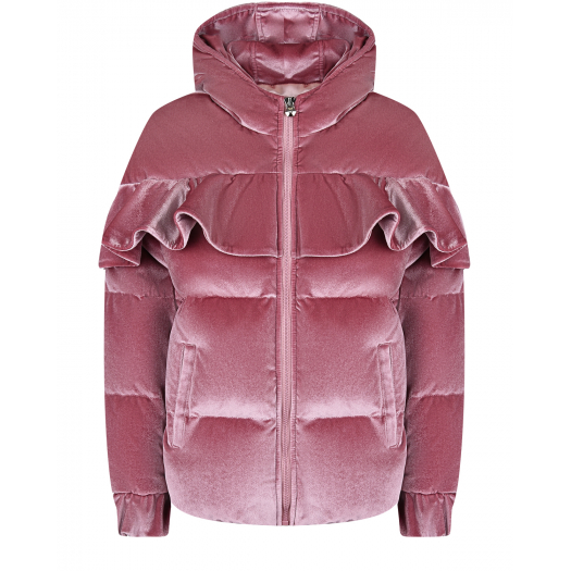 Розовая бархатная куртка с воланом Philipp Plein | Фото 1