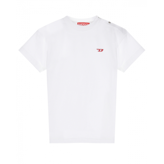 Белая футболка с нашивкой в форме лого Diesel | Фото 1