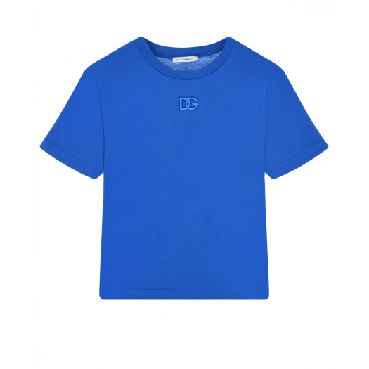 Синяя футболка с логотипом в тон Dolce&Gabbana | Фото 1