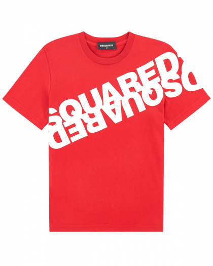 Красная футболка с белым логотипом Dsquared2 | Фото 1