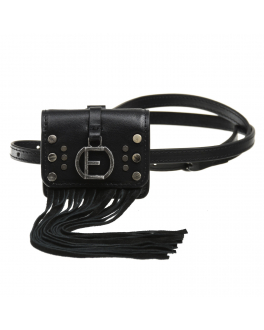 Черная мини-сумка с бахромой, 7x8x3.5 см Ermanno Firenze Черный, арт. D39ETBS05E354 - T18 - 8 MF099 - NERO (099) | Фото 1