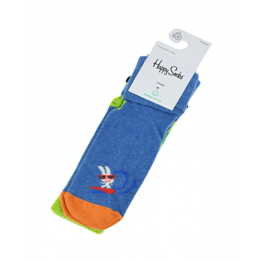 Носки с защитой, комплект 2 шт, зеленый/синий Happy Socks | Фото 1