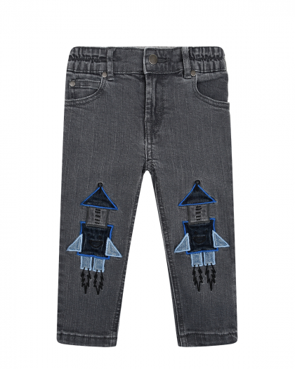 Серые джинсы с патчами &quot;ракеты&quot; Stella McCartney | Фото 1