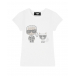 Белая футболка с принтом и стразами Karl Lagerfeld kids | Фото 1