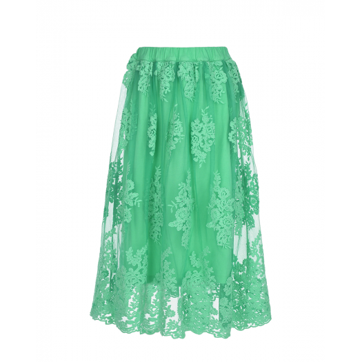 Бирюзовая юбка с цветочной вышивкой Ermanno Scervino | Фото 1