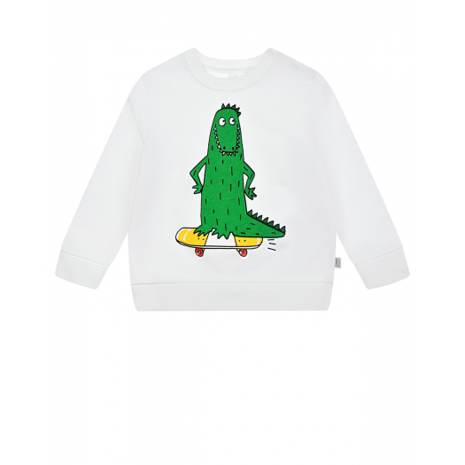 Белый свитшот с принтом &quot;крокодил на скейтборде&quot; Stella McCartney | Фото 1