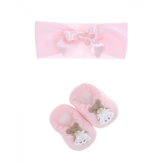 Подарочный набор из повязки на голову и пинеток, розовый Story Loris | Фото 1