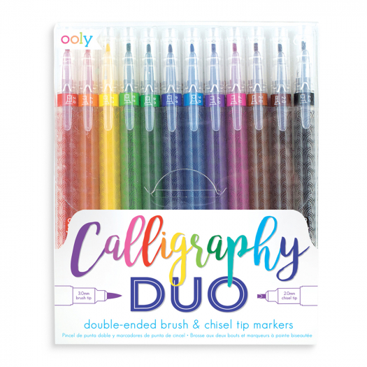 Набор двусторонних цветных фломастеров для каллиграфии, 12 шт. OOLY | Фото 1