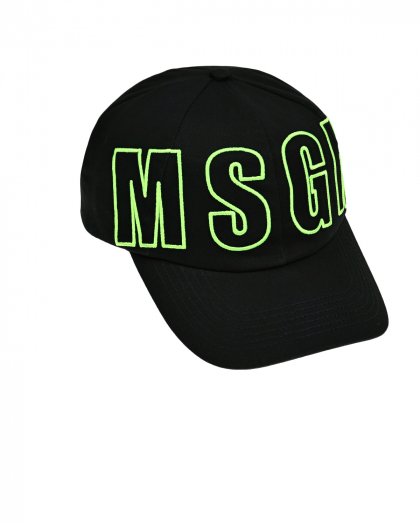 Бейсболка с зеленым лого, черная MSGM | Фото 1