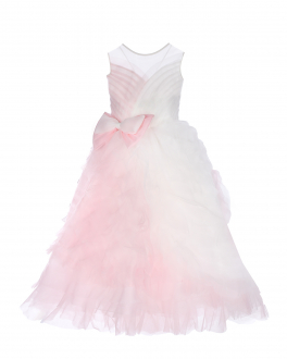 Бело-розовое платье с бантом на талии Sasha Kim Мультиколор, арт. SK NICOLE PINK | Фото 1
