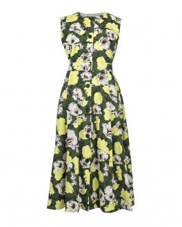 Зеленое платье с цветочным принтом MSGM Зеленый, арт. 3441MDA176 237152 37 | Фото 1
