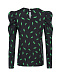 Черная шелковая блуза с принтом &quot;зеленые молнии&quot; Parosh | Фото 6