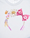 Белая футболка с принтом &quot;ободок с цветами&quot; Monnalisa | Фото 3