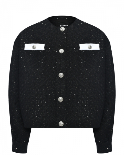Пиджак с пайетками, черный Balmain | Фото 1