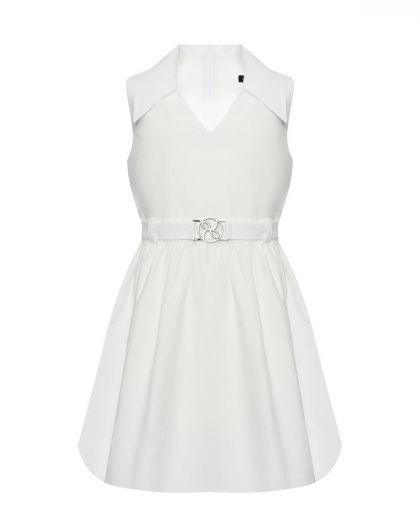 Платье с воротником и поясом, белое Dan Maralex | Фото 1