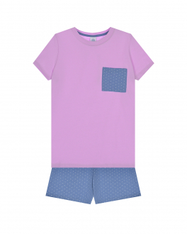 Пижама: сиреневая футболка и синие шорты Sanetta Сиреневый, арт. 245408 6076 | Фото 1