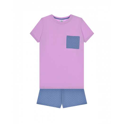 Пижама: сиреневая футболка и синие шорты Sanetta | Фото 1
