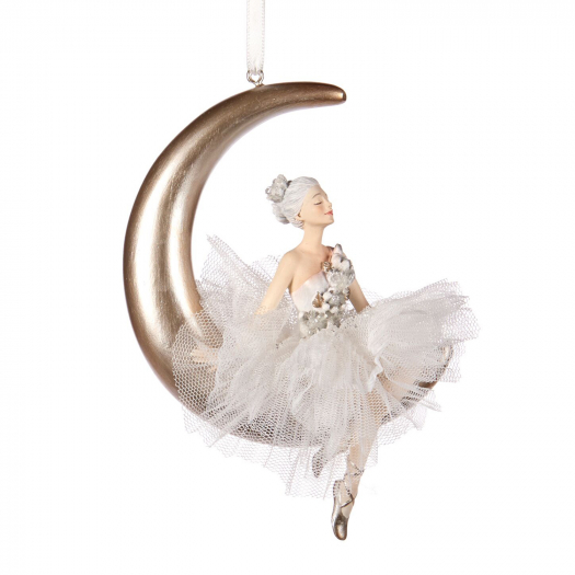Подвеска &quot;Балерина на луне&quot; белый/шампань, 13 см Goodwill | Фото 1