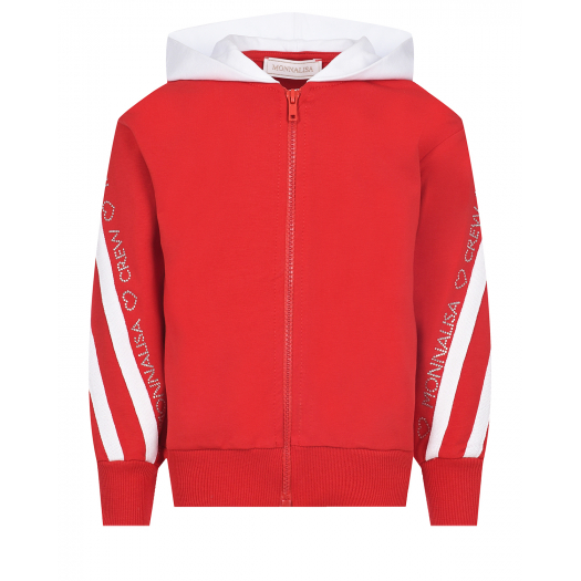 Красная спортивная куртка с полосками Monnalisa | Фото 1