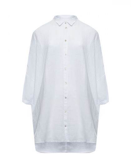 Рубашка оверсайз с рукавами 3/4, белая 120% Lino | Фото 1