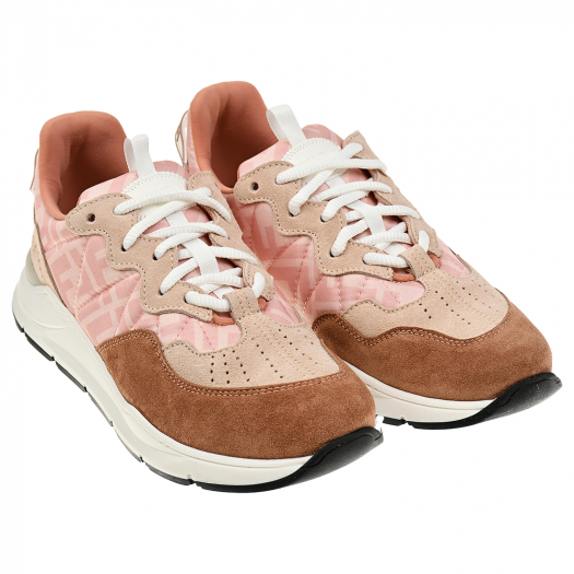 Розовые кроссовки с замшевыми вставками Fendi | Фото 1