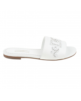 Белые шлепанцы с вышивкой Dolce&Gabbana Белый, арт. D11092 AX707 80001 | Фото 2