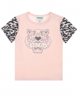 Розовая футболка с принтом &quot;тигр&quot; KENZO Розовый, арт. K05361 471 | Фото 1