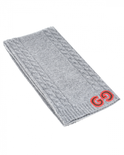 Серый шерстяной шарф с логотипом GUCCI | Фото 1
