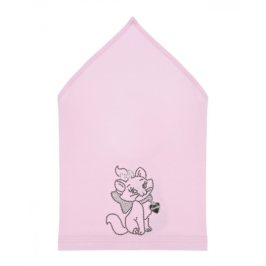 Розовая косынка с кошкой из стразов Il Trenino | Фото 1