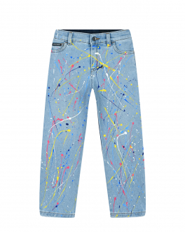 Голубые джинсы с принтом &quot;брызги краски&quot; Dolce&Gabbana Голубой, арт. L42F45 LDA34 S9000 | Фото 1