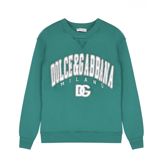 Зеленый свитшот с белым лого Dolce&Gabbana | Фото 1
