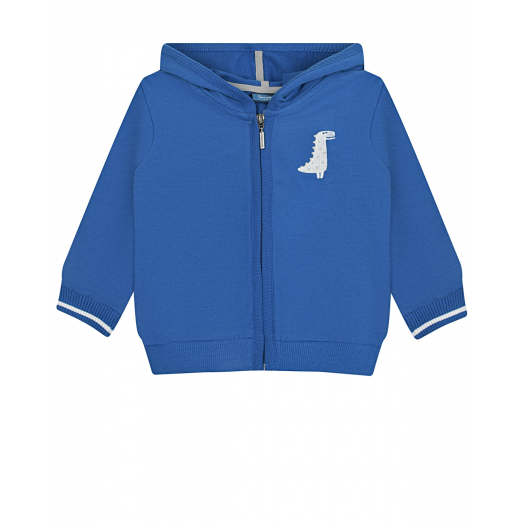 Синяя спортивная куртка с вышивкой &quot;динозавр&quot; Sanetta Kidswear | Фото 1