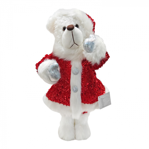 Новогодний сувенир &quot;Мишка-девочка в красном пальто&quot;, 24х20х54 см Timstor | Фото 1