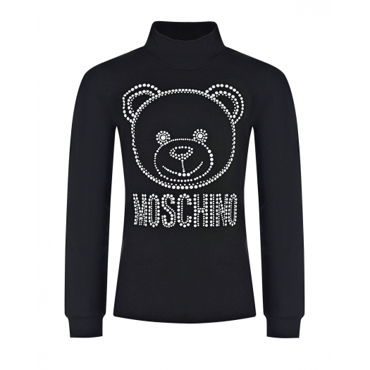 Черная водолазка с медвежонком из страз Moschino | Фото 1
