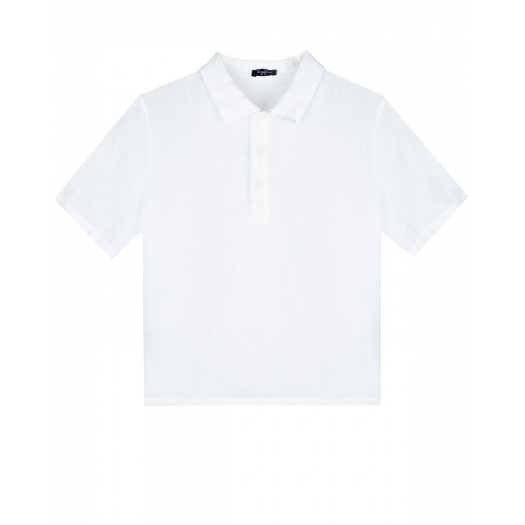 Белая льняная рубашка с короткими рукавами IL Gufo | Фото 1