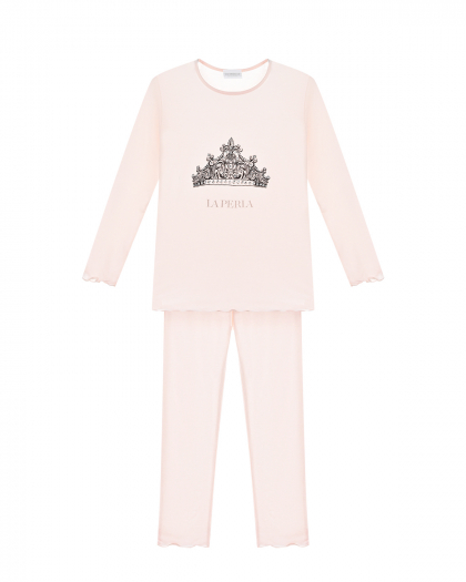 Розовая пижама с принтом &quot;корона&quot; La Perla | Фото 1