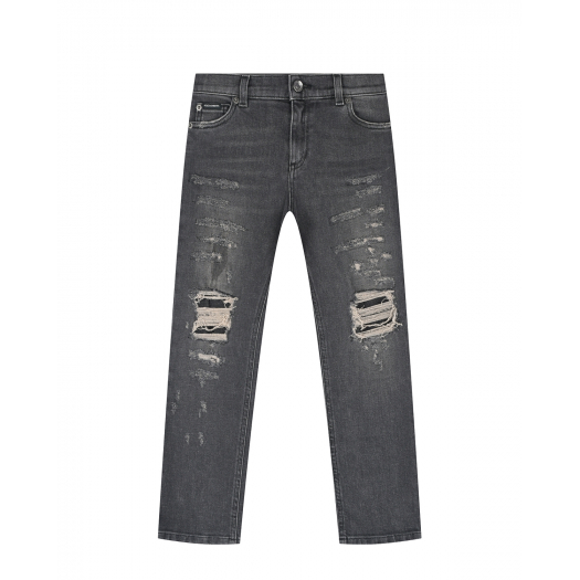 Темно-серые джинсы relax fit с разрезами Dolce&Gabbana | Фото 1