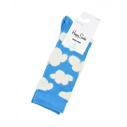 Голубые носки с декором &quot;облака&quot; Happy Socks | Фото 1