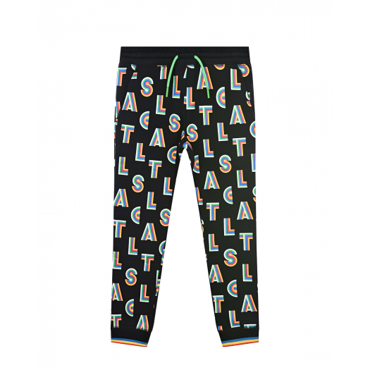 Черные спортивные брюки с разноцветными буквами Stella McCartney | Фото 1