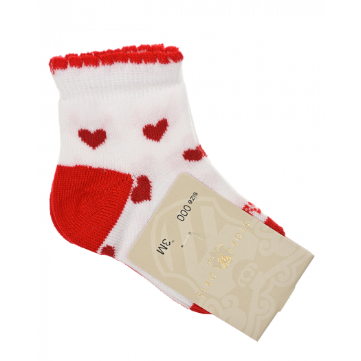 Белые носки с красными сердечками Story Loris | Фото 1
