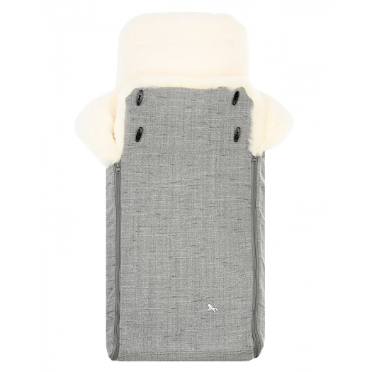 Светло-серый конверт в коляску &quot;Premium Welss&quot;, натуральная овчина Hesba | Фото 1