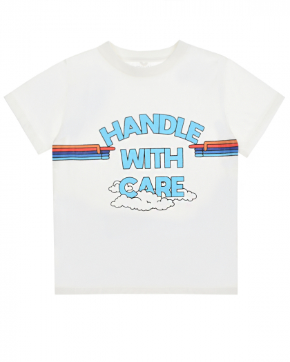 Белая футболка с принтом &quot;handle with care&quot; Stella McCartney | Фото 1