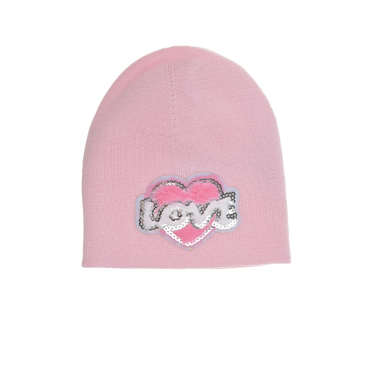 Розовая шапка с сердечком Regina | Фото 1