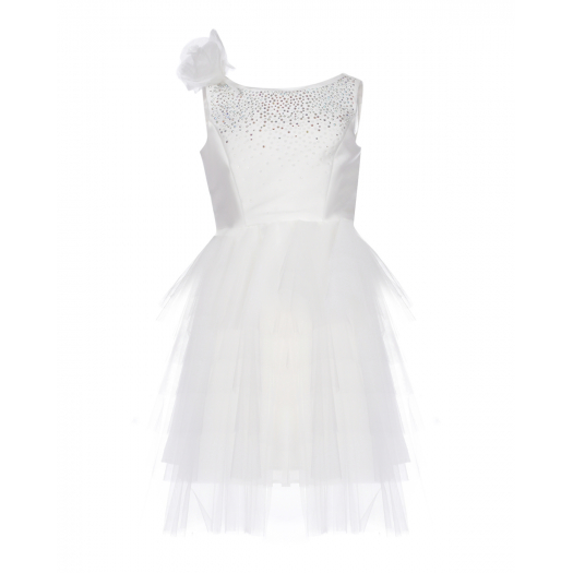 Белое платье с аппликацией &quot;цветок&quot; Monnalisa | Фото 1